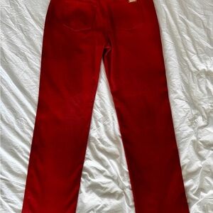 St. John Knits, Stretch Twill, Straight-Leg Pants, Color Cinnabar